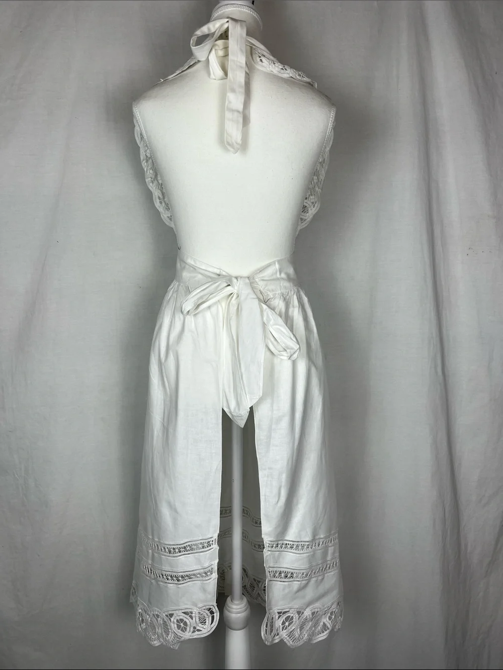 NWT Vintage 1990 Deadstock Handmade Batten Lace White Apron